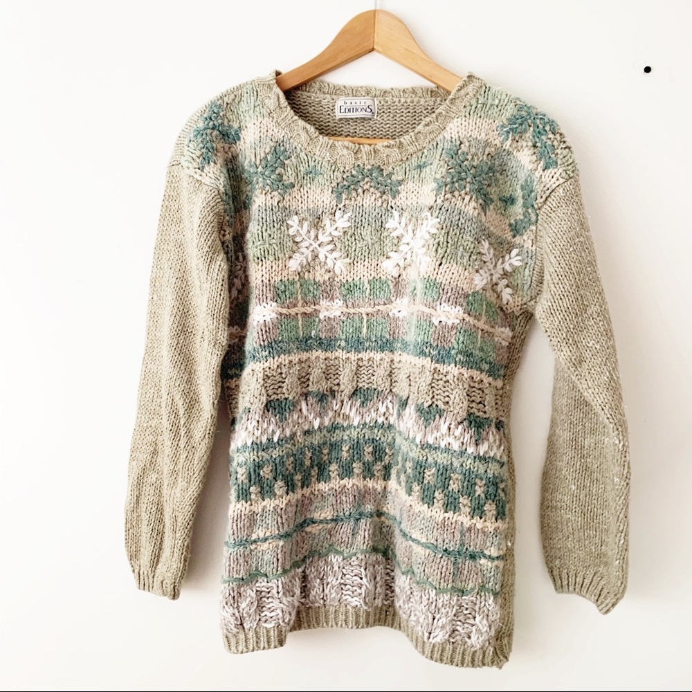 Y2K Sage Patchwork Sweater